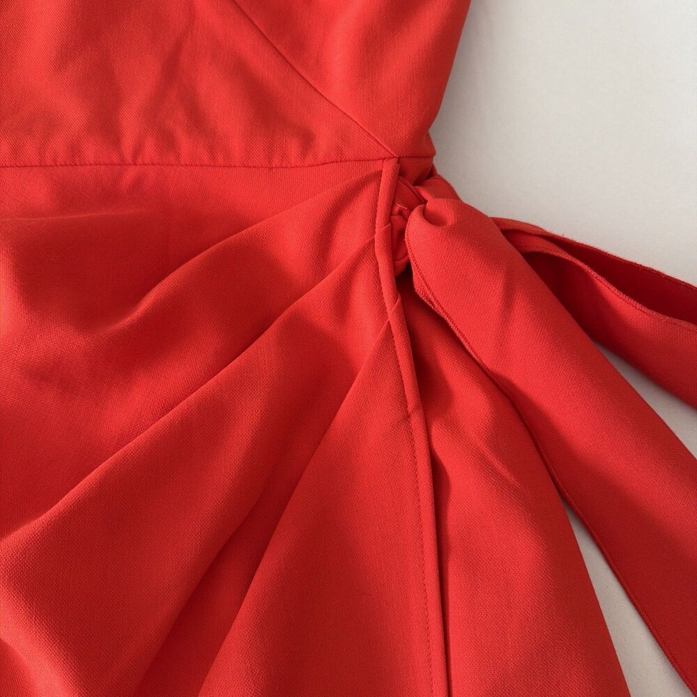 French Connection Womens Sz US 4 Whisper Faux Wrap Dress Red V-Neck Resort EUC - Picture 10 of 14